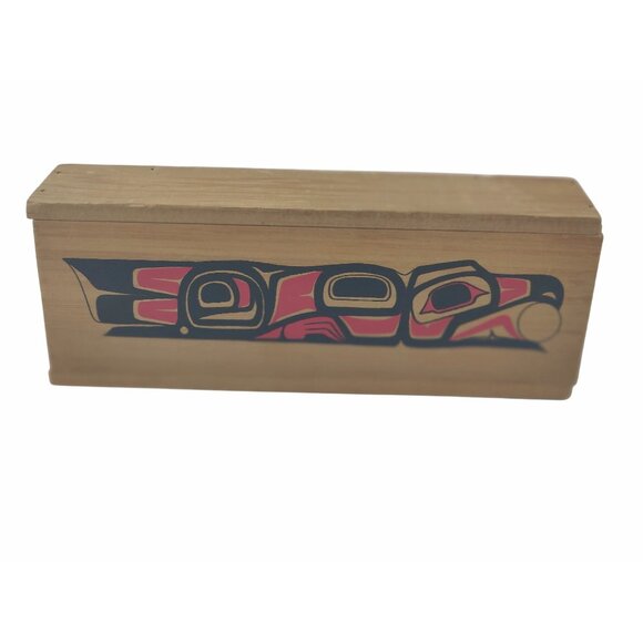 Vintage Wood Alaskan Rectangle Slide Box - Picture 2 of 6